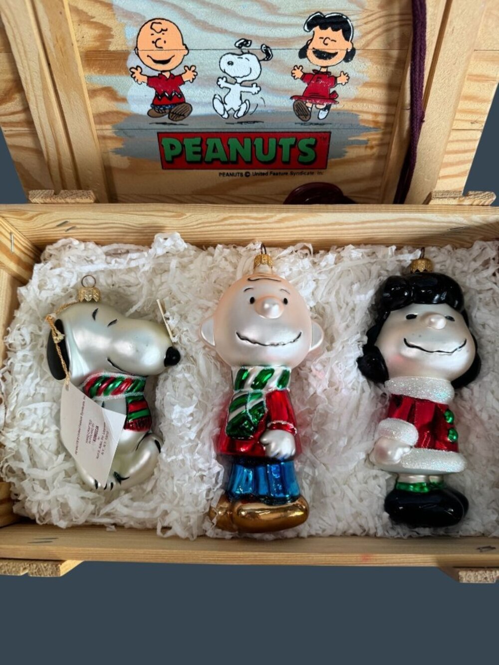 Polonaise Kurt Adler Peanuts Glass Ornaments Charlie Brown Lucy Snoopy Box